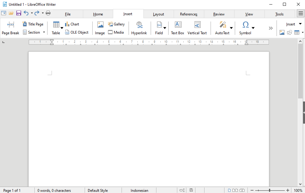 LibreOffice Tabbed UI di Windows 10